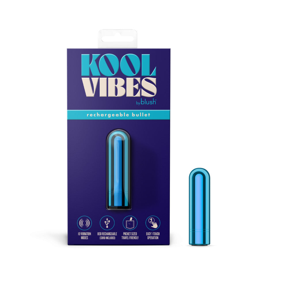 Kool Vibes - Rechargeable Mini Bullet - Blueberry - Blueberry 6.4 cm USB Rechargeable Bullet-BL-14302