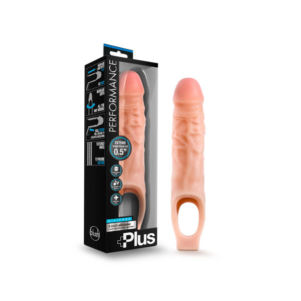 Performance Plus 9 Silicone Cock Sheath Penis Extender - Flesh 1.3 cm (0.5) Penis Extension Sleeve-BL-22583