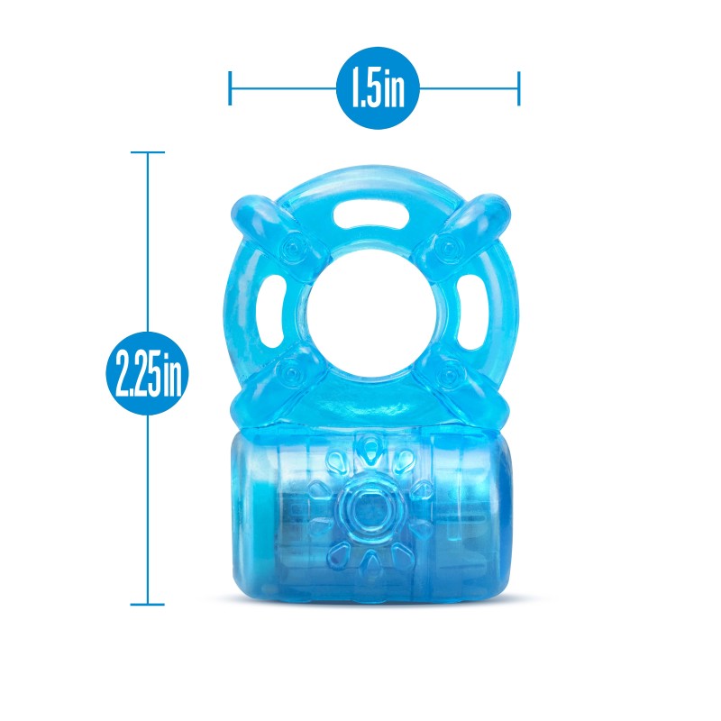 Stay Hard Rechargeable 5 Function Cock Ring - Blue USB Rechargeable Vibrating Cock Ring-BL-31902