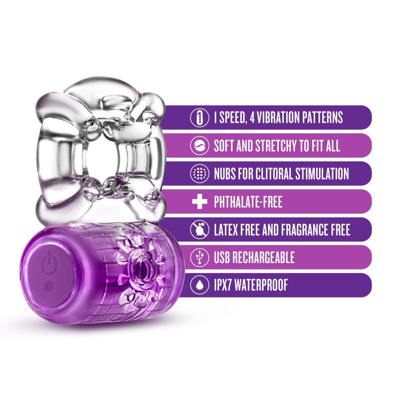 Play With Me Pleaser Rechargeable C-Ring - Purple - Purple USB Rechargeable Cock Ring-BL-31911