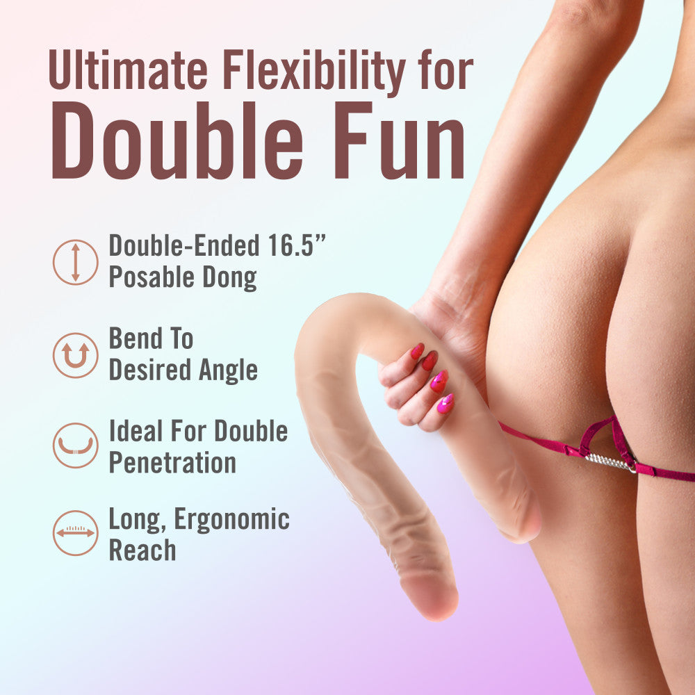 Dr. Skin Plus 16.5 Posable Double Dong - Flesh 42 cm Double Dong-BL-32093