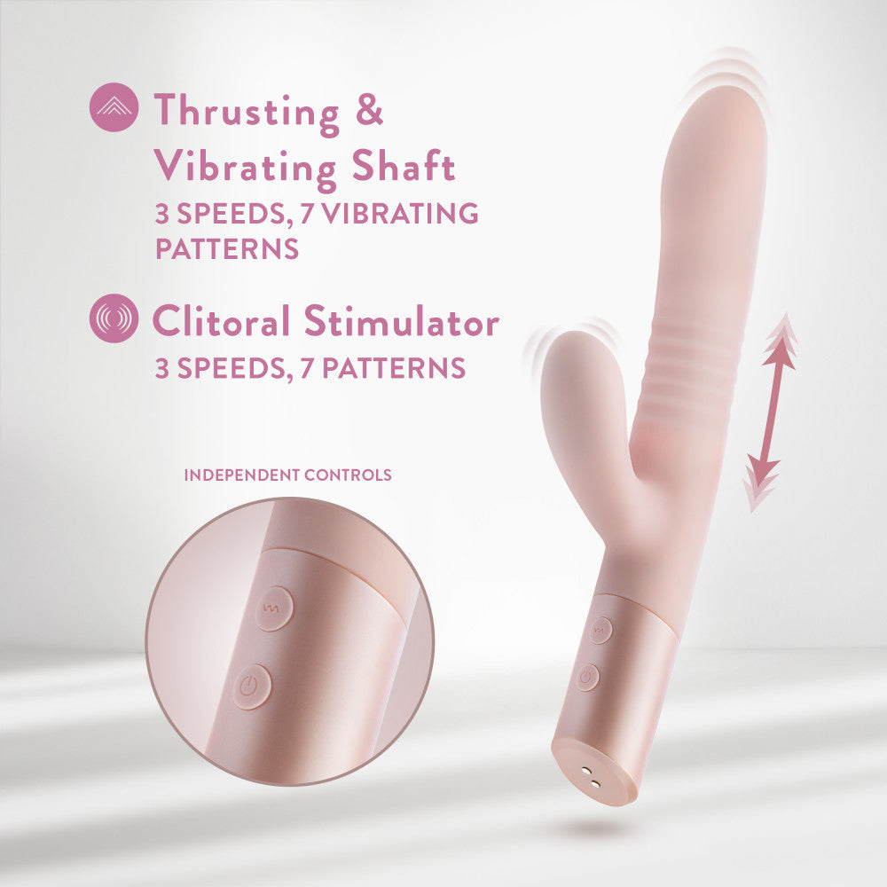 Blush - Fraya - Pink - Pink 24.1 cm USB Rechargeable Thrusting Rabbit Vibrator-BL-42601