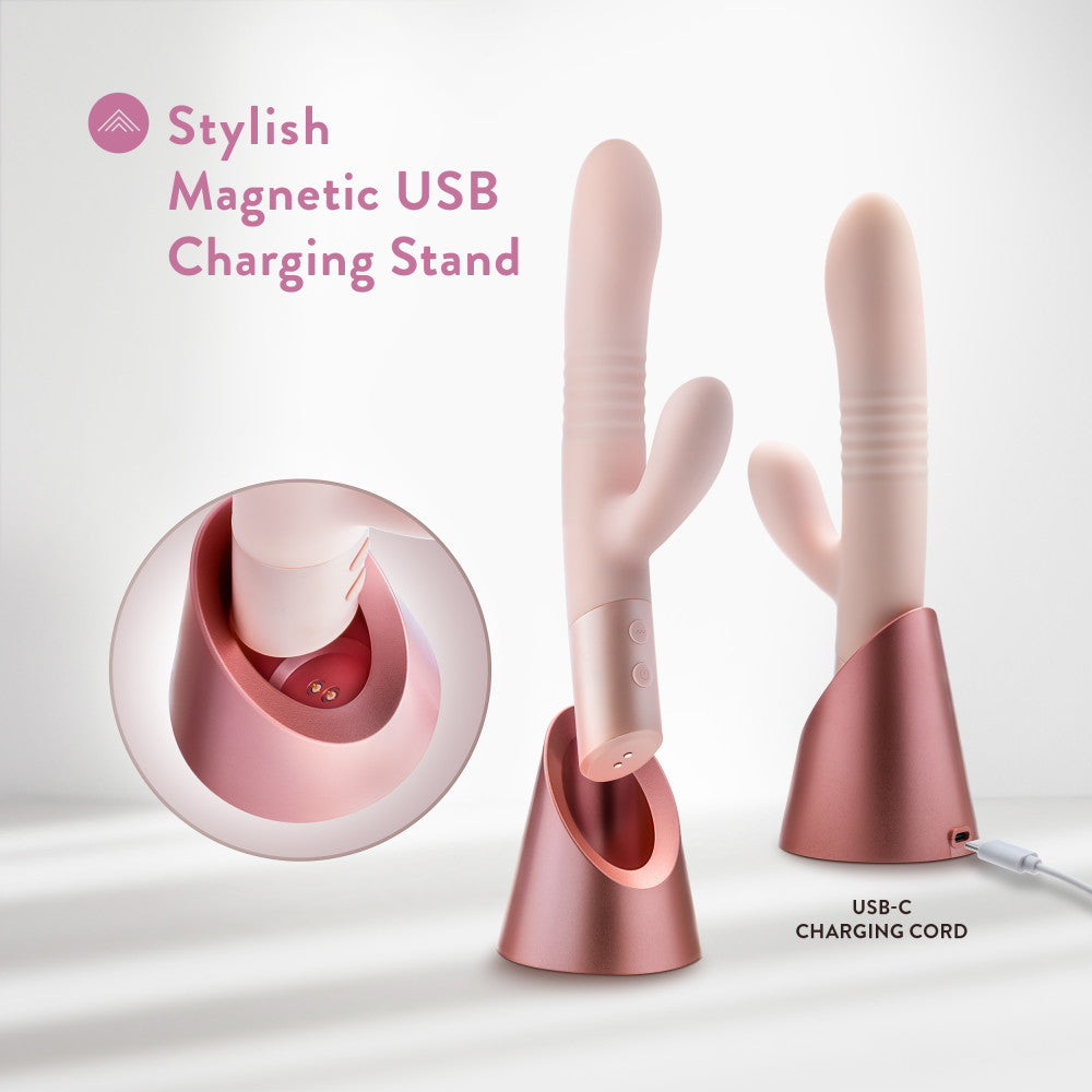 Blush - Fraya - Pink - Pink 24.1 cm USB Rechargeable Thrusting Rabbit Vibrator