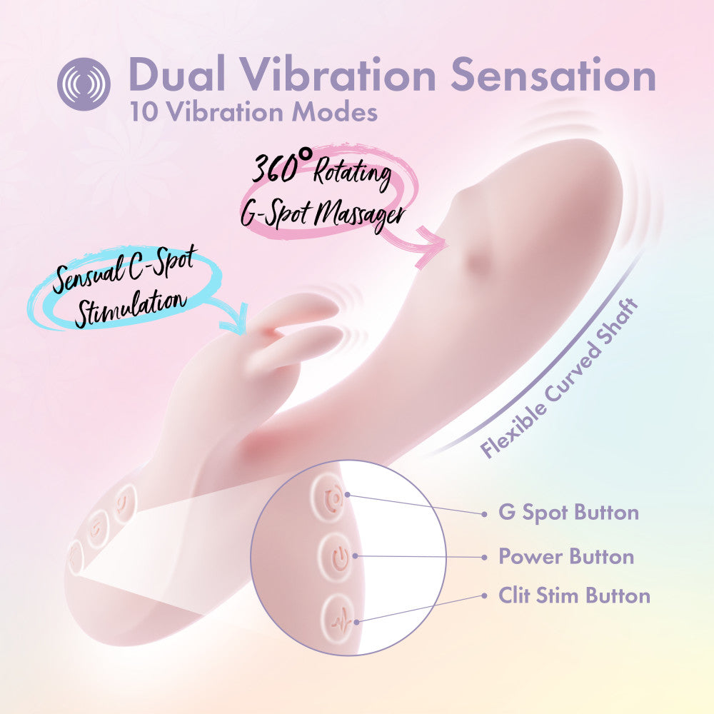 Play With Me - Fairy Flutter - Pink 19.7 cm USB Rechargeable Rabbit Vibrator-BL-44600