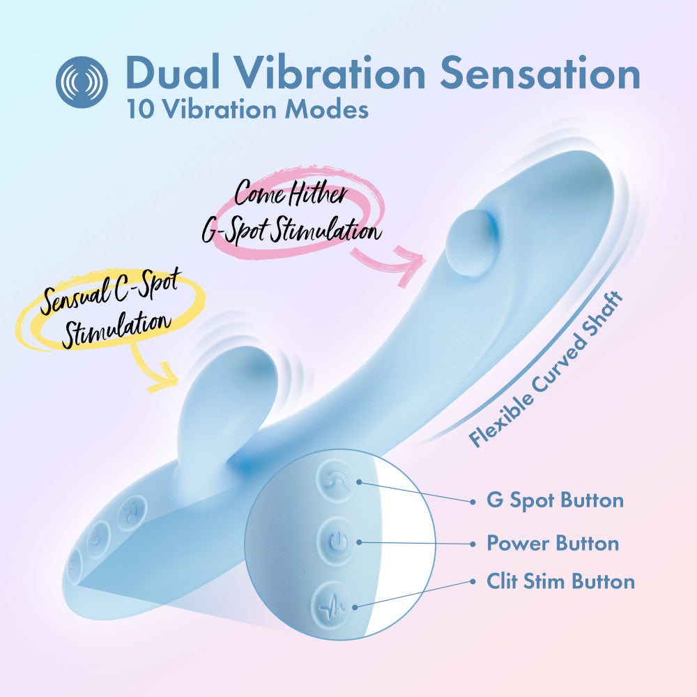 Play With Me - Moondust Magic - Blue 20.3 cm USB Rechargeable Rabbit Vibrator-BL-44602