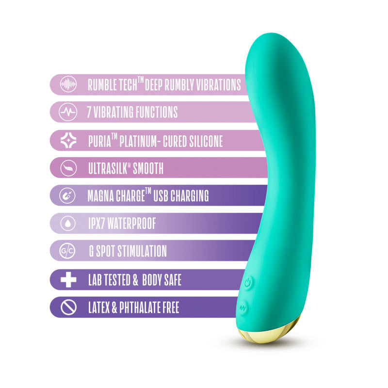 Aria Luscious AF - Teal 17.8 cm USB Rechargeable Vibrator-BL-45822