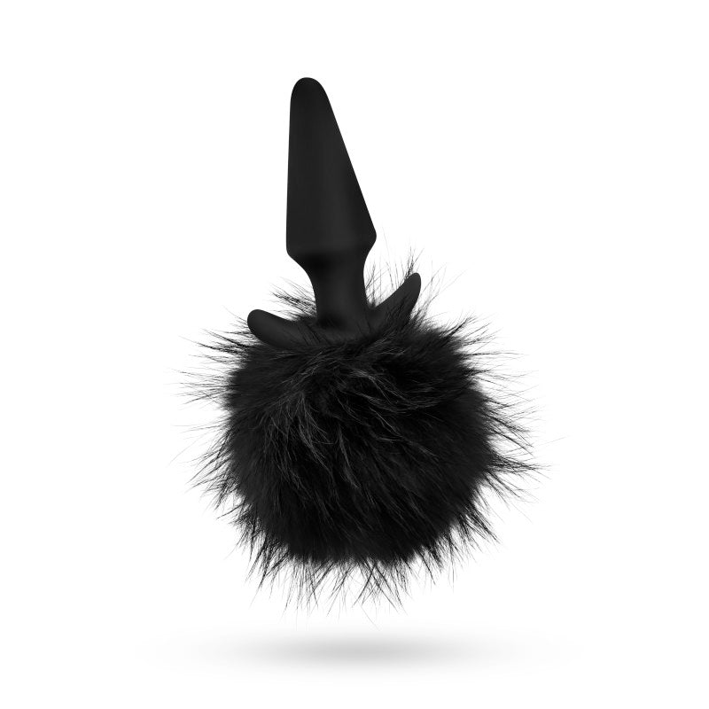 Anal Adventures Platinum Rabbit Tail Plug - Black 10 cm Butt Plug with Bunny Tail-BL-59225