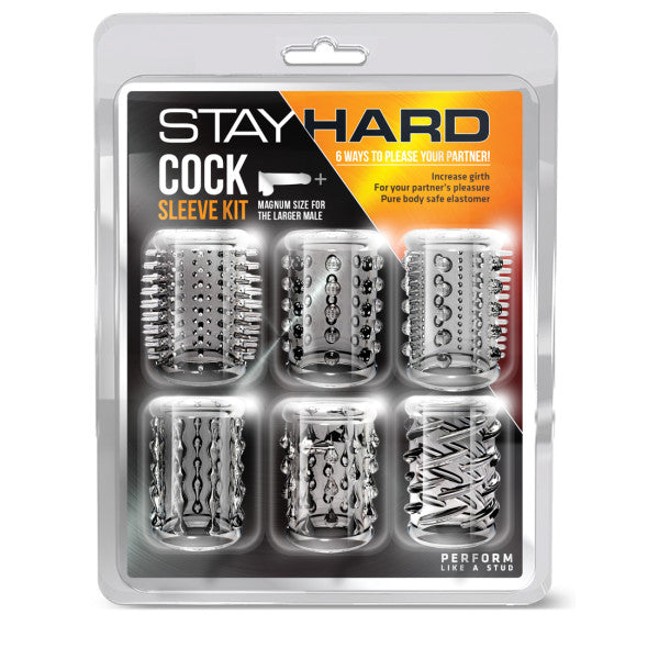 Stay Hard - Cock Sleeve Kit - Clear Penis Sleeves - 6 Pack-BL-60612