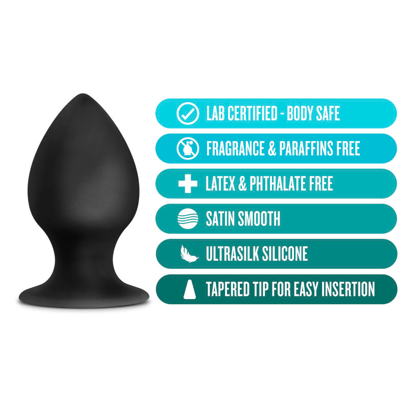 Anal Adventures Platinum Anal Stout Plug - Medium - Black 7.6 cm Medium Butt Plug-BL-81105