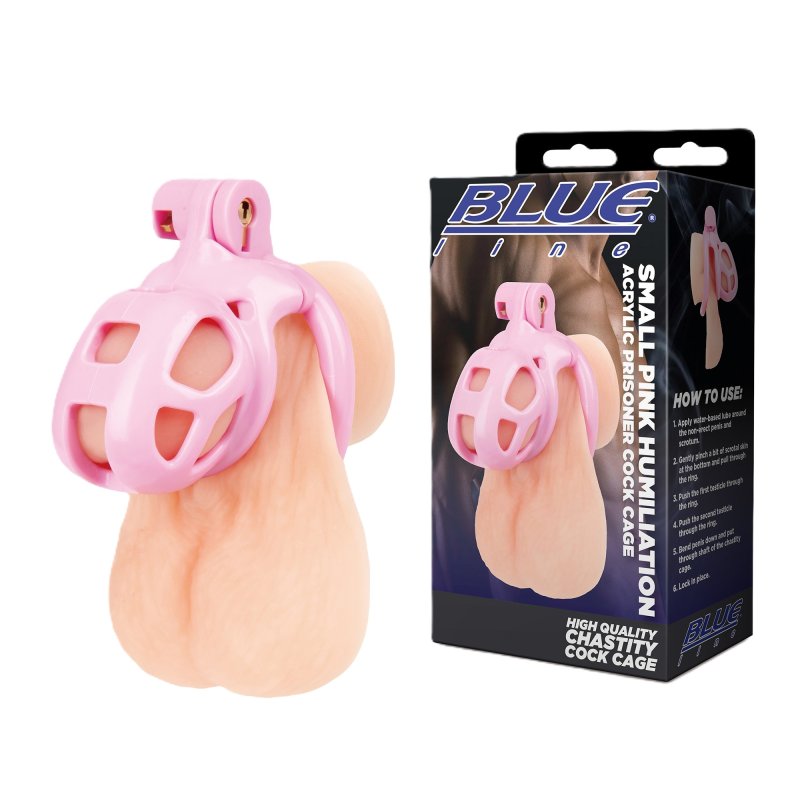 Blue Line Small Pink Humiliation Acrylic Prisoner Cock Cage-BLM5031