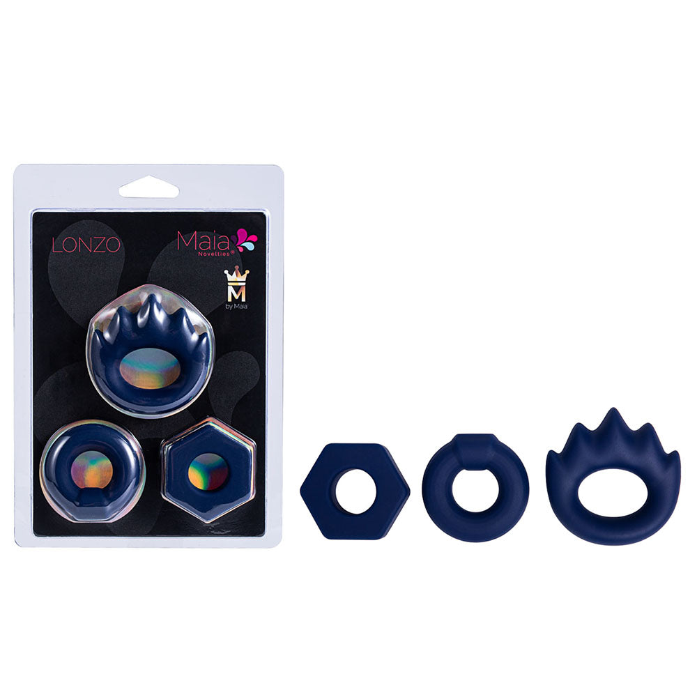 Maia LONZO - Blue Silicone Cock Rings - Set of 3-BO-24-002