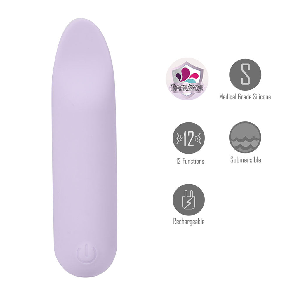Maia TAWNI - Lavender - Lavender 9 cm USB Rechargeable Bullet with Flickering Tip-BO-25-06-LAVENDER