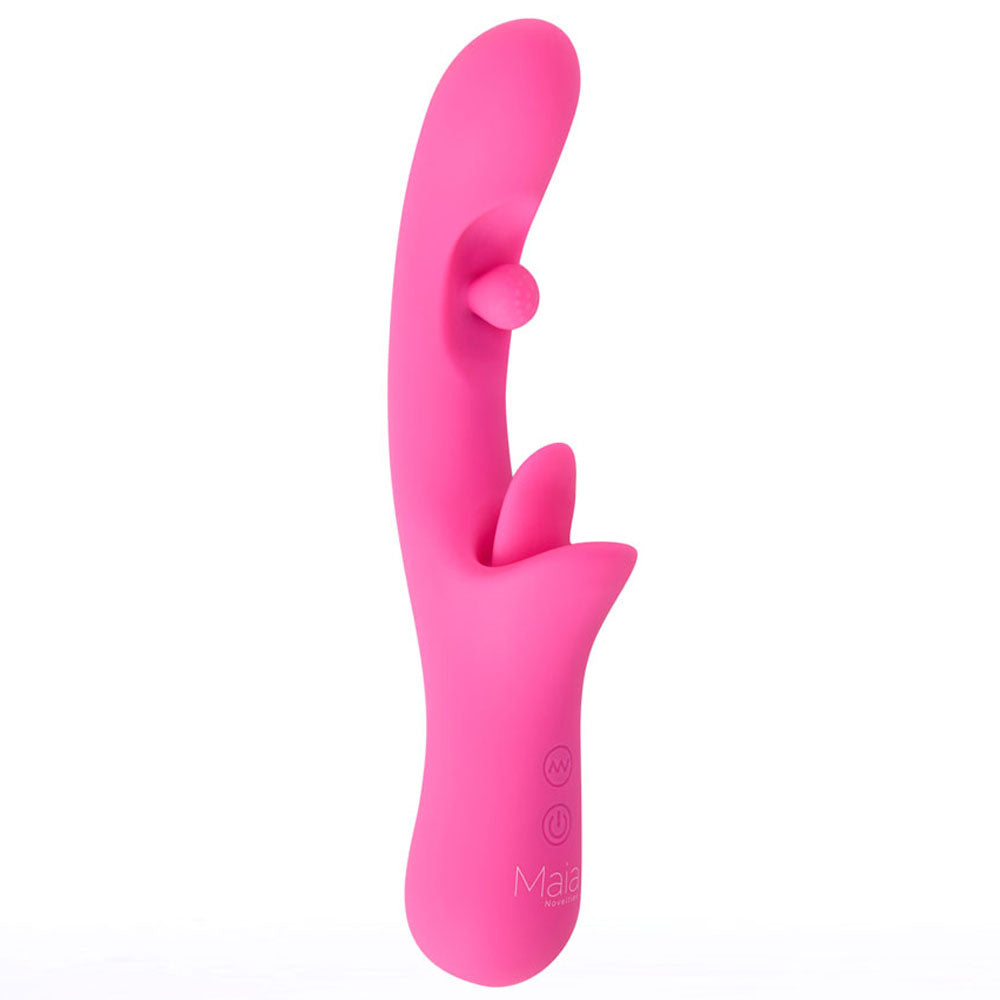 Maia ALORA - Pink 24.1 cm USB Rechargeable Rotating & Licking Vibrator-BO-25-10-PINK