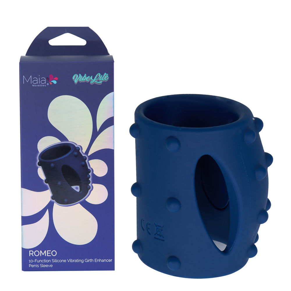 Maia ROMEO - Blue - Blue USB Rechargeable Vibrating Girth Enhancer Sleeve-BO-25-21-BLUE