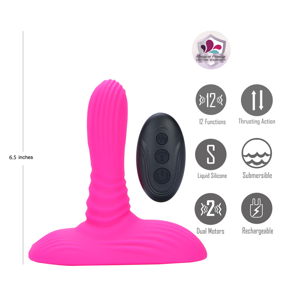 Maia ADIRA - Pink USB Rechargeable Thrusting Vibrator with Wireless Remote - BO-25-23-PINK