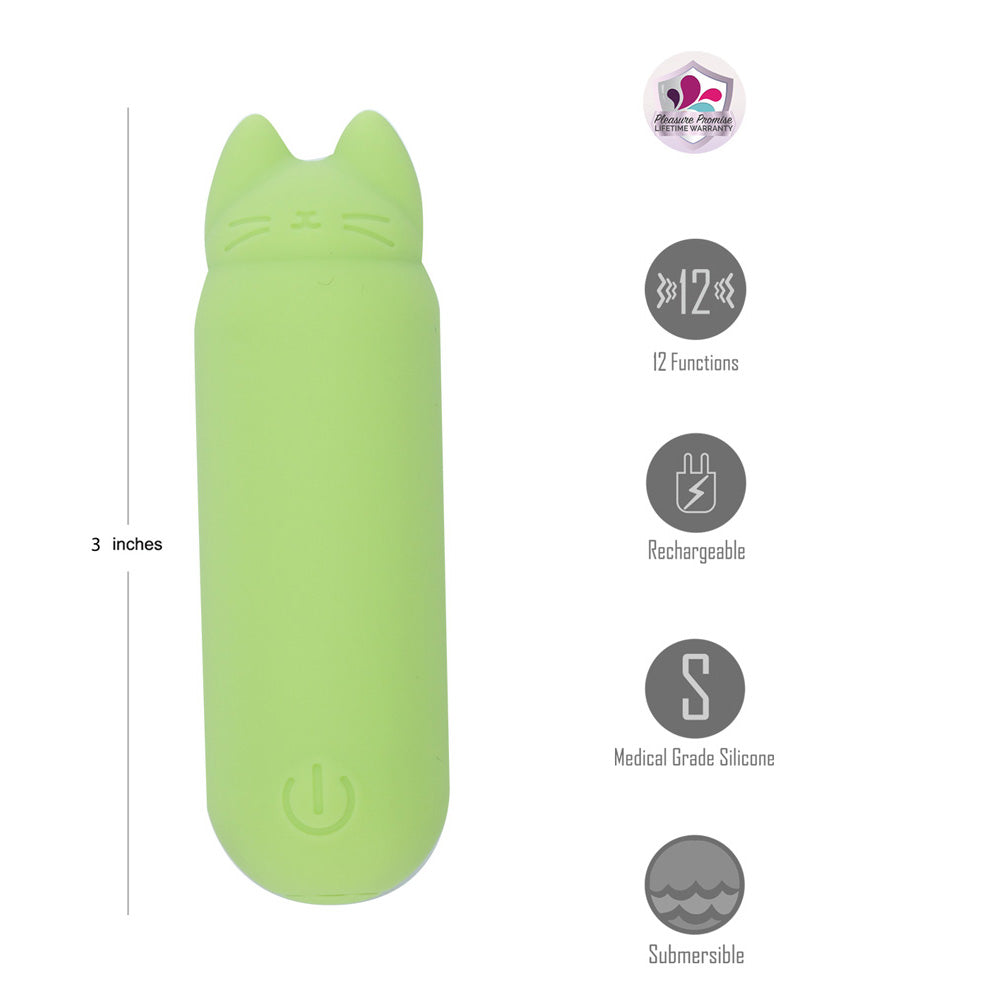 Maia ALLIE - Green 7.6 cm USB Rechargeable Vibrating Bullet - BO-25-28