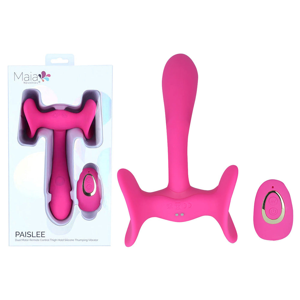 Maia PAISLEE - Pink 16.5 cm USB Rechargeable Thigh Hold Vibrator with Wireless Remote - BO-26-14