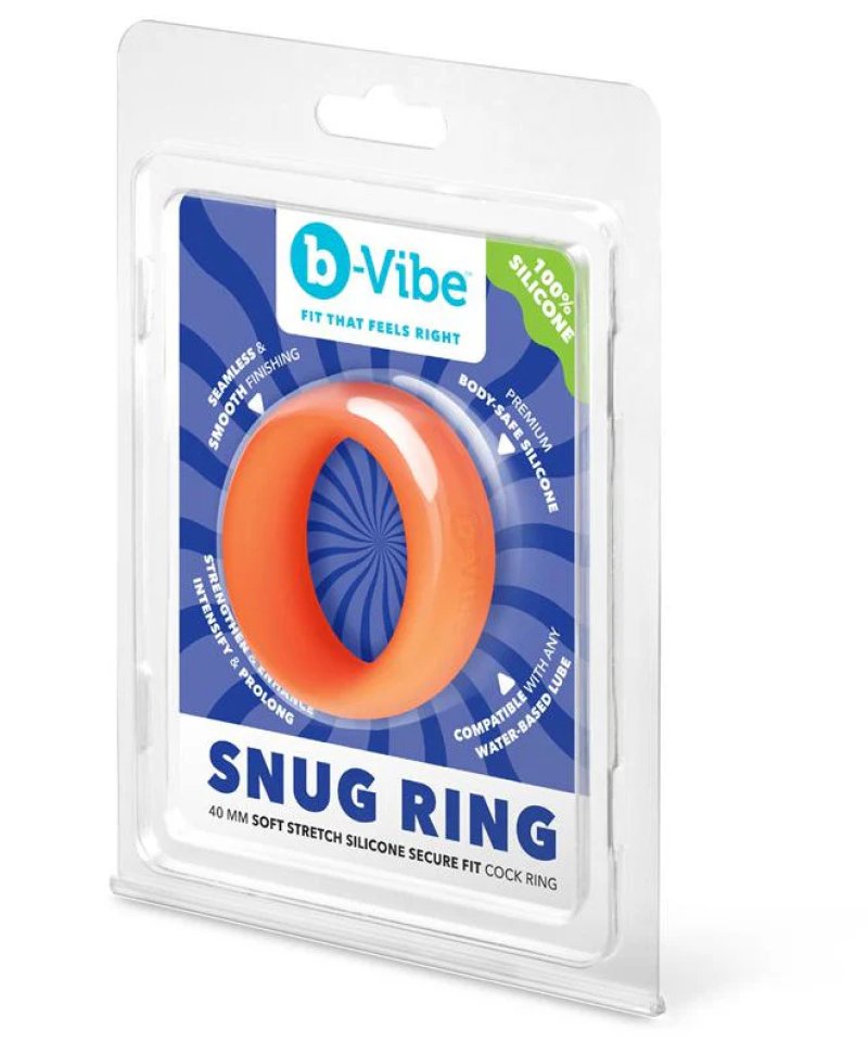 b-Vibe Snug Ring 40mm Snug Fit Silicone Cock Ring - Orange-BV-125 ORG