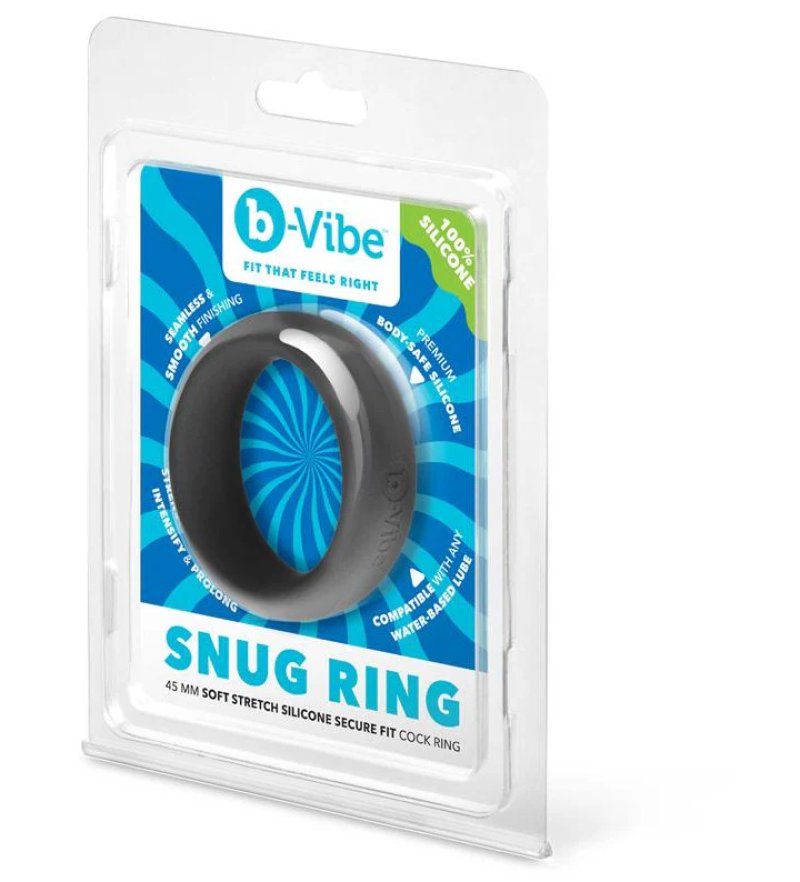 b-Vibe Snug Ring 45mm Snug Fit Silicone Cock Ring - Black-BV-126 BLK