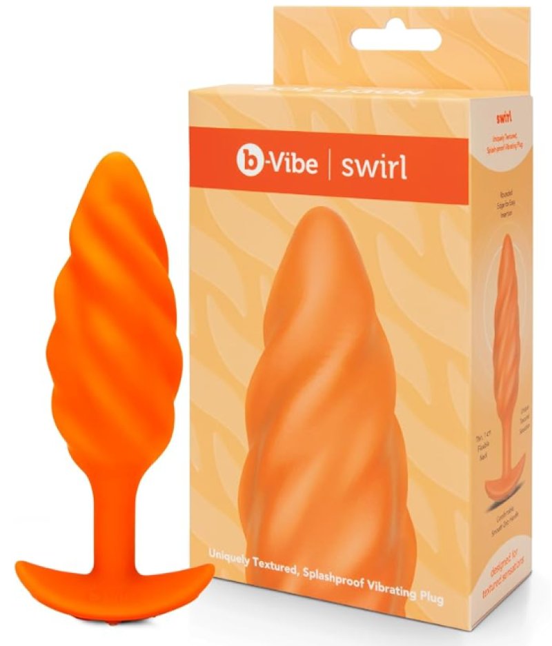b-Vibe Swirl Texture Plug - Orange-BV-146 ORG
