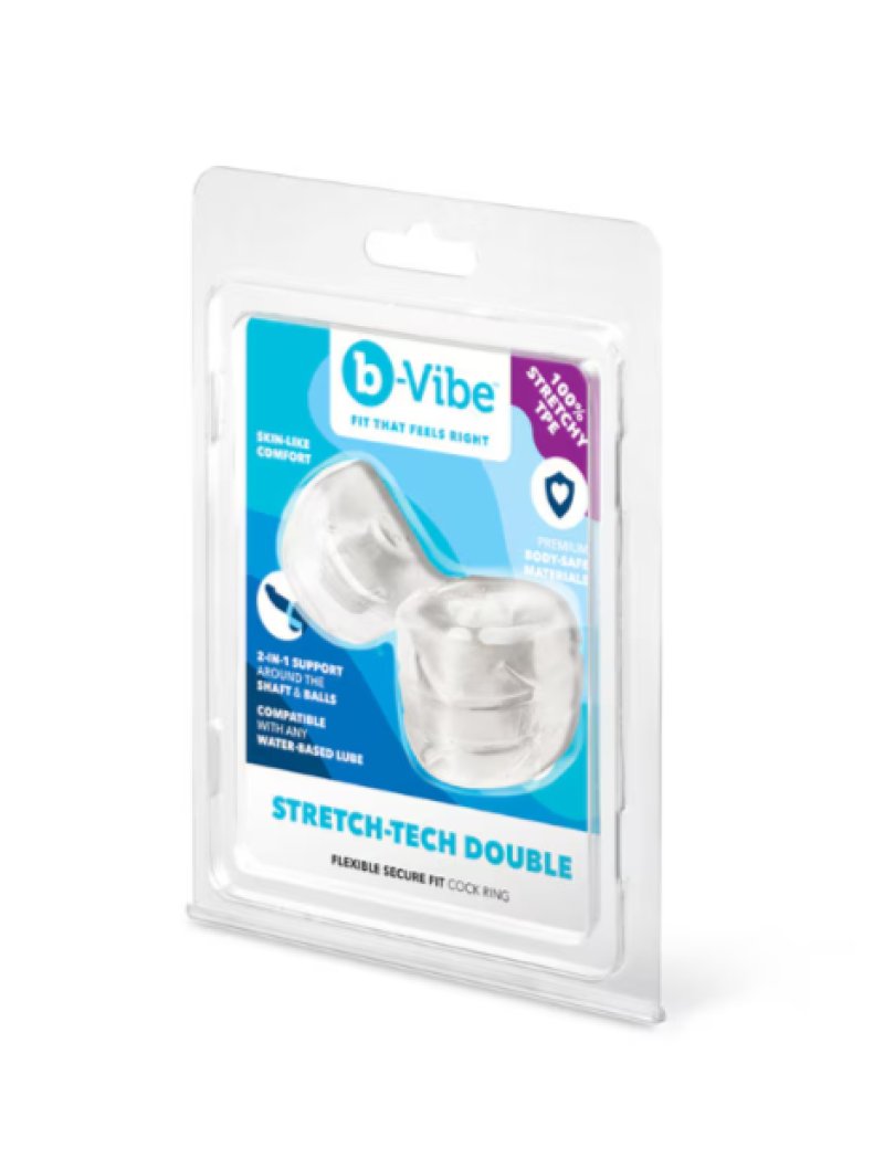 b-Vibe Stretch-Tech Double Barrel - Ultra Stretchy Cock Ring & Ball St...-BV-151