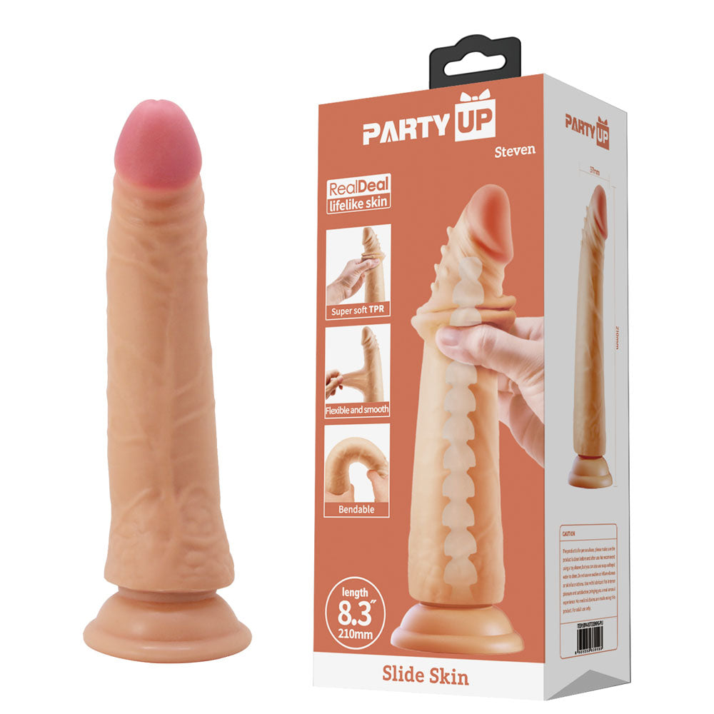 Party Up STEVEN Slide Skin Dong - Flesh 21 cm Flexible Dildo-BW-007006NRG-PU