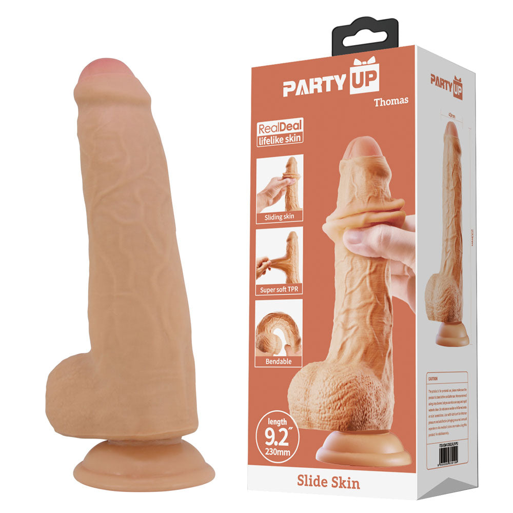 Party Up THOMAS Slide Skin Dong - Flesh 23 cm Flexible Dildo-BW-008116LP-PU