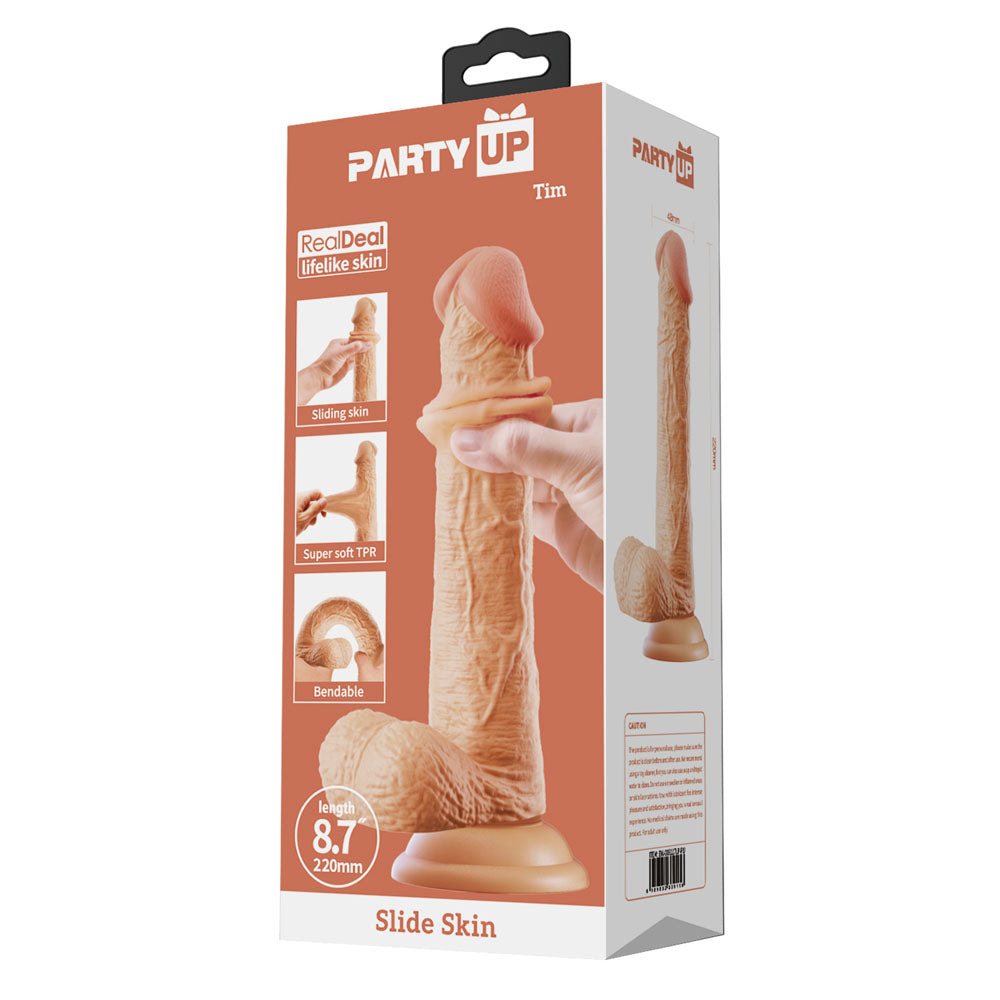 Party Up TIM Slide Skin Dong - Flesh 22 cm Flexible Dildo-BW-008117LP-PU