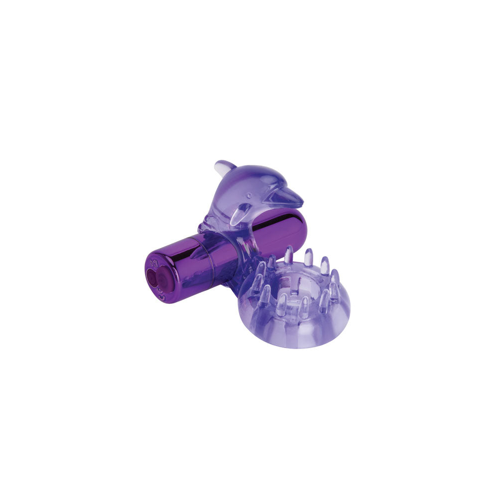 Bodywand Rechargeable Dolphin Ring with Clit Ticklers - Purple USB Rechargeable Vibrating Cock Ring-BW1501