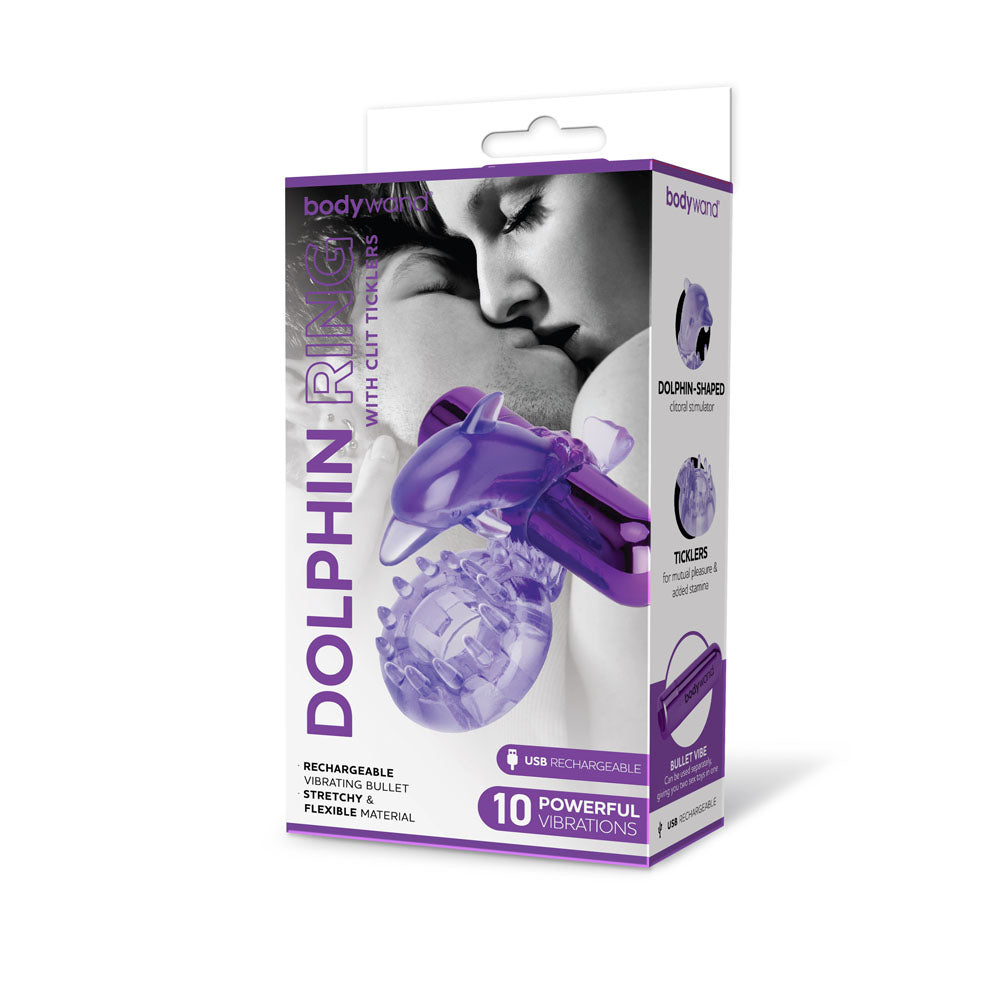 Bodywand Rechargeable Dolphin Ring with Clit Ticklers-(bw1501)