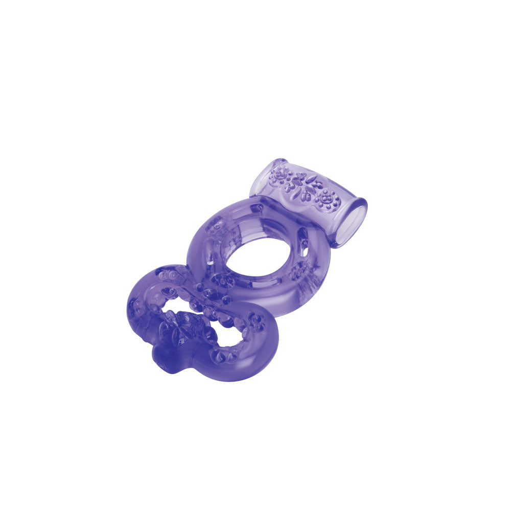 Bodywand Rechargeable Duo Ring - Purple USB Rechargable Vibrating Cock Ring-BW1506