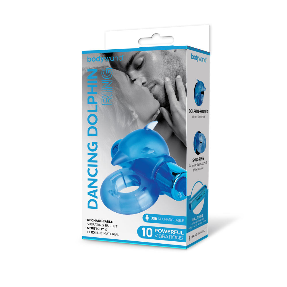 Bodywand Rechargeable Dancing Dolphin Ring - Blue USB Rechargeable Vibrating Cock Ring-BW1507