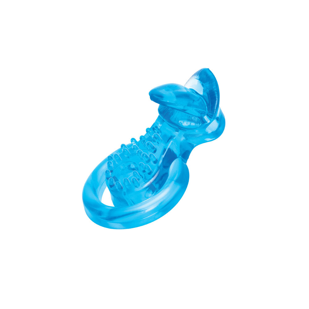 Bodywand Rechargeable Duo Ring with Clit Tickler - Blue USB Rechargeable Vibrating Cock Ring-BW1509