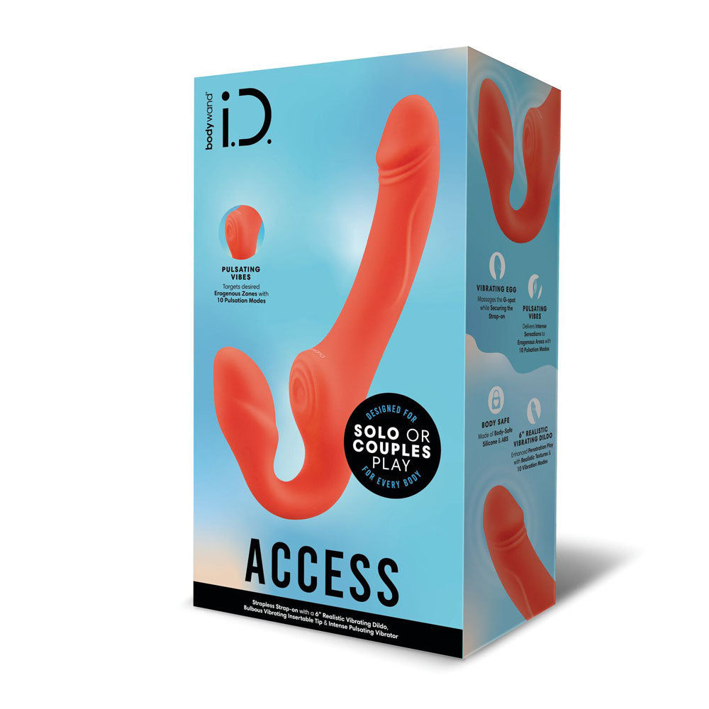 Bodywand ID Access Strapless Strap-On - Orange 15.2 cm USB Rechargeable Strapless Strap-On-BW223