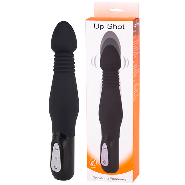 Up Shot - Black 23 cm Thrusting Anal Vibrator-C0114B1SPGBX