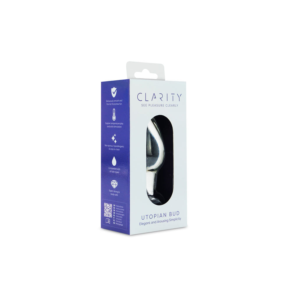 Clarity - Utopian Bud - Clear 8.9 cm Glass Butt Plug-CLA-12