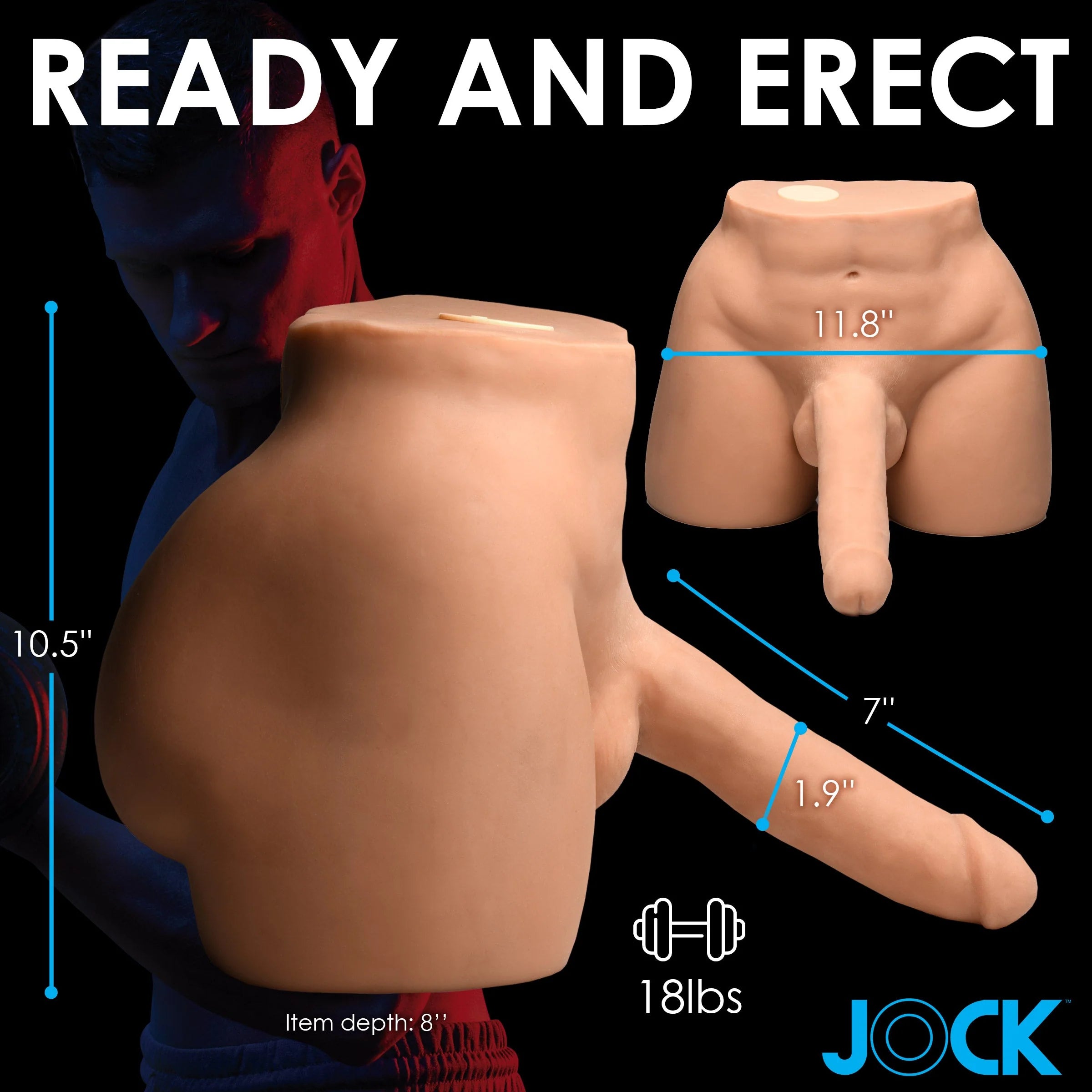 Jock Vibrating & Squeezing Male Masturbator w/Poseable Dildo Medium