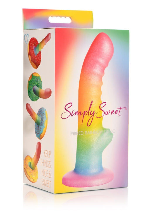 SIMPLY SWEET 6.5" RIBBED RAINBOW DILDO-CN-11-0420-88
