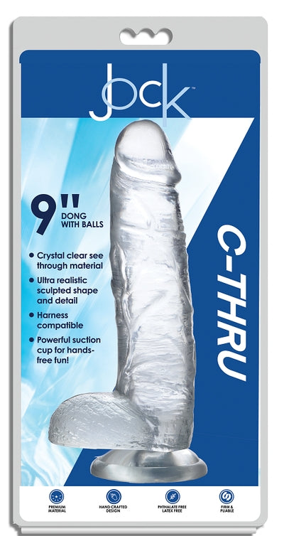 JOCK 9" C-Thru 9" Clear TPE Dong W/Balls & Suction Cup-CN09070300