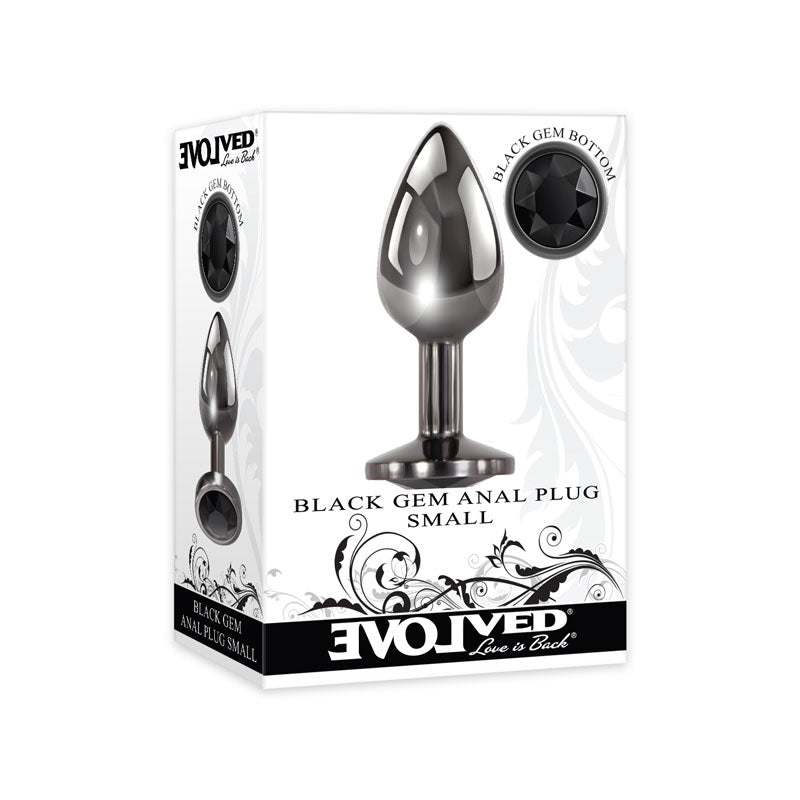 Evolved Black Gem Anal Plug - Small - Metallic 7.1 cm Small Butt Plug with Black Gem Base-EN-BP-8584-2