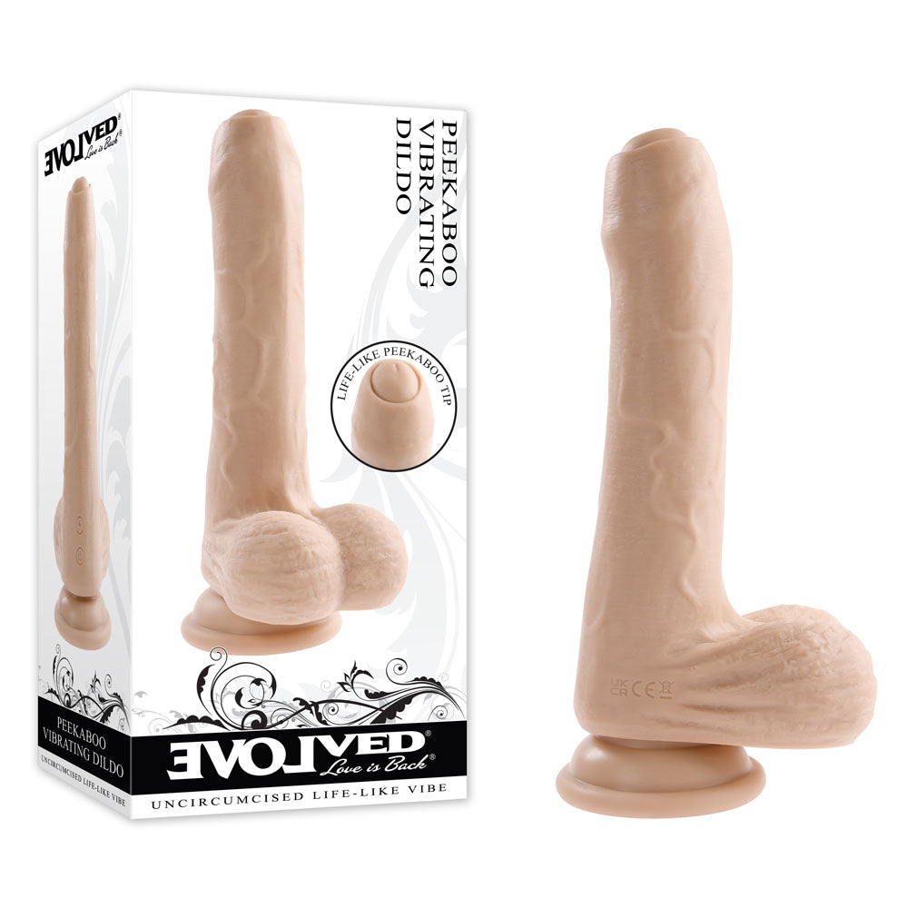 Evolved PEEK A BOO VIBRATING DILDO LIGHT - Flesh 20.3 cm USB Rechargeable Vibrating Uncut Dong-EN-RD-2772-2