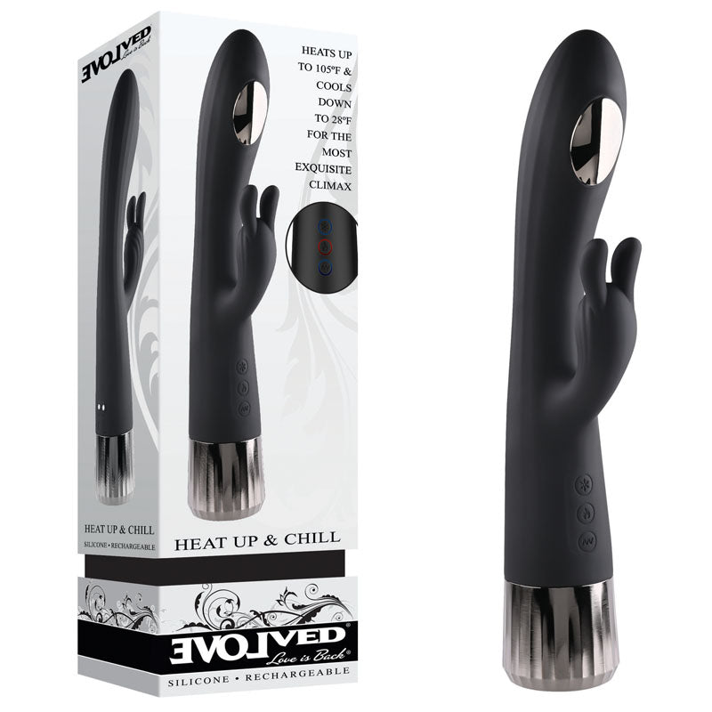 Evolved Heat Up & Chill - Black 24.1 cm USB Rechargeable Heating & Cooling Rabbit Vibrator-EN-RS-1171-2