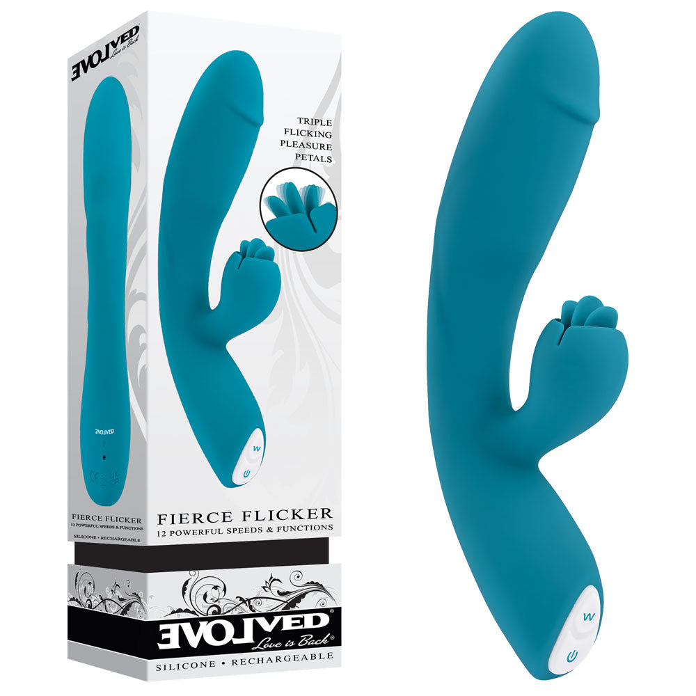 Evolved FIERCE FLICKER - Blue 19.5 cm USB Rechargeable Rabbit Flicker Vibrator-EN-RS-3106-2