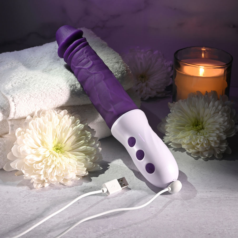 Evolved PLUM THRUST - Purple 29 cm USB Rechargeable Thrusting Vibrator-EN-RS-3632-2