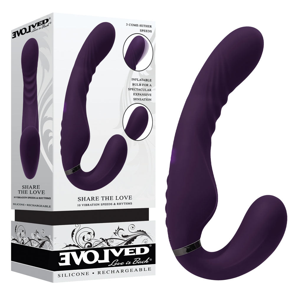 Evolved SHARE THE LOVE - Purple 22.9 cm USB Rechargeable Inflatable Strapless Strap-On-EN-RS-3922-2