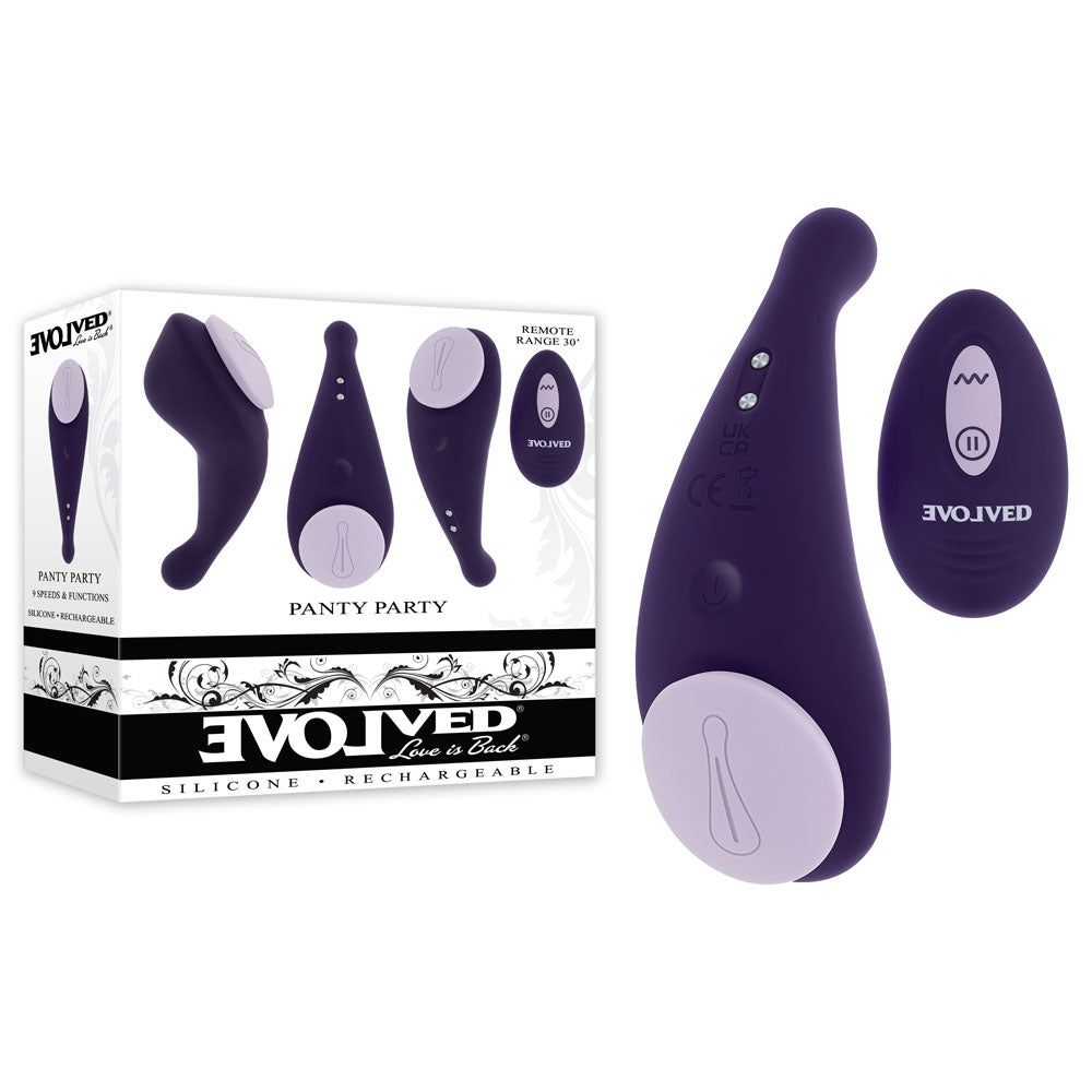 Evolved PANTY PARTY - Purple USB Rechargeable Panty Vibrator with Remote Control-EN-RS-4073-2