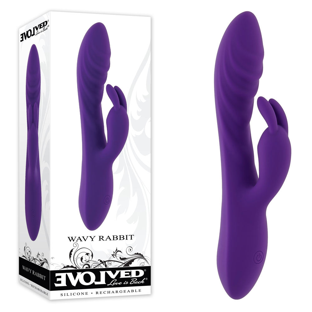 Evolved WAVY RABBIT - Purple 20.6 cm USB Rechargeable Rabbit Vibrator-EN-RS-4097-2