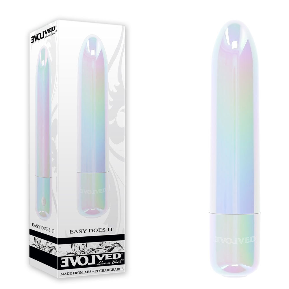 Evolved EASY DOES IT - Pearlescent White 10 cm USB Rechargeable Bullet-EN-RS-4530-2