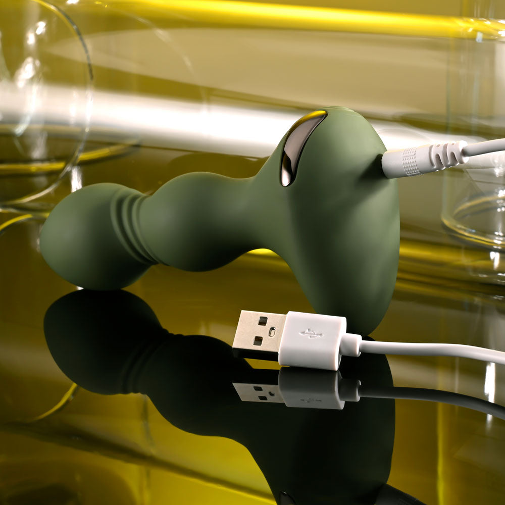 Evolved LIEUTENANT - Green 12.2 cm USB Rechargeable Vibrating Butt Plug-EN-RS-4882-2