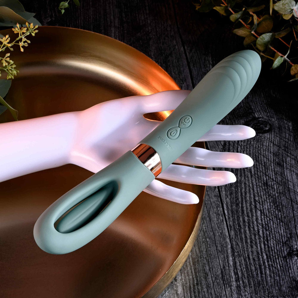 Evolved CHICK FLICK - Olive Green 24 cm USB Rechargeable Vibrator with Flicking Tip-EN-RS-4943-2